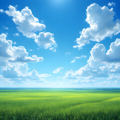 Obraz premium green field and blue sky