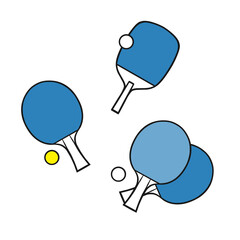 卓球のラケットとピンポン球のイラスト（シンプル）