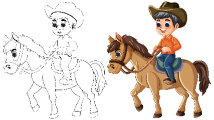 Young Cowboy Riding a Horse