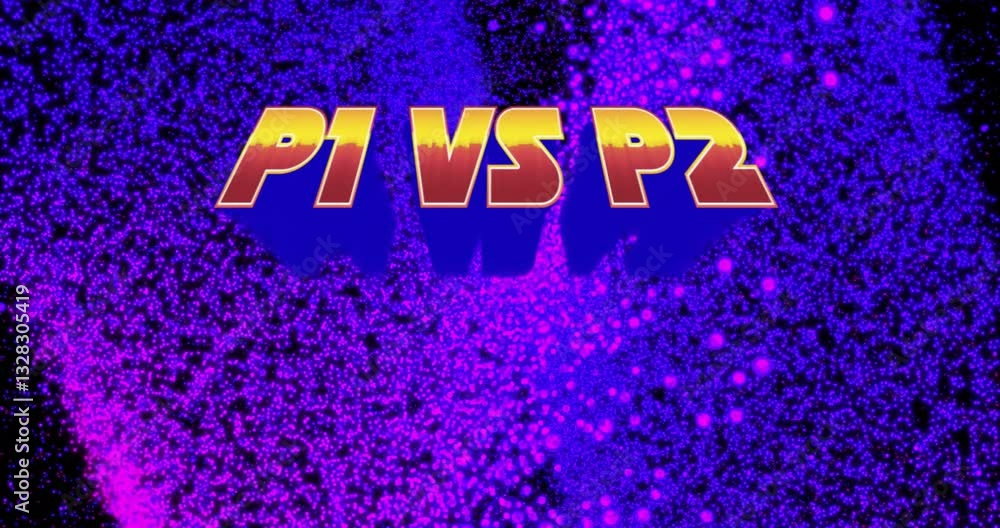 Poster animation displaying p1 vs p2 text on vibrant purple and pink abstract background