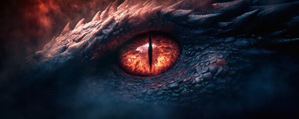 A detailed close up view of the fearsome dragon eye