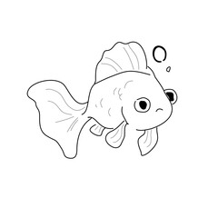 Adorable goldfish with big eyes swimming and blowing bubbles, perfect for a fun coloring page!