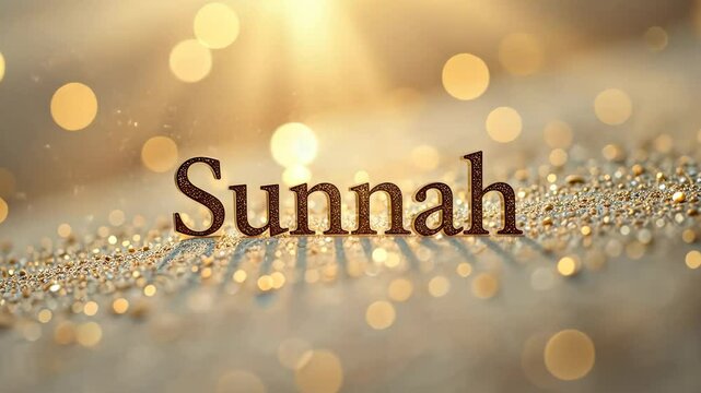 The word Sunnah is written in black letters on a white background. The letters are outlined in black and the background is a light color