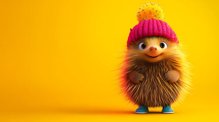 Fototapeta premium cartoon character cute Porcupine wearing Hat