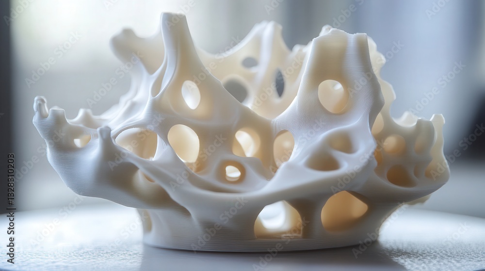 Poster the process of 3d printing a complex mechanical part.