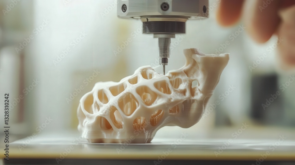 Aufkleber the process of 3d printing a complex mechanical part.