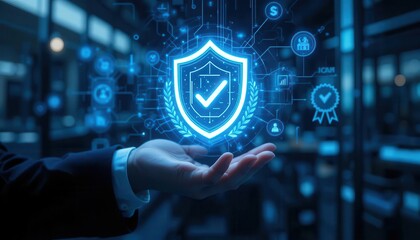 Businessman holding verified security