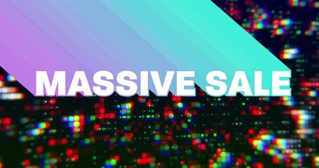Colorful pixelated background with diagonal gradient stripes and Massive Sale text