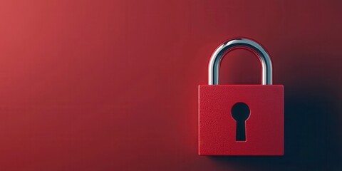 A bright red padlock against a smooth red background, symbolizing security and protection.