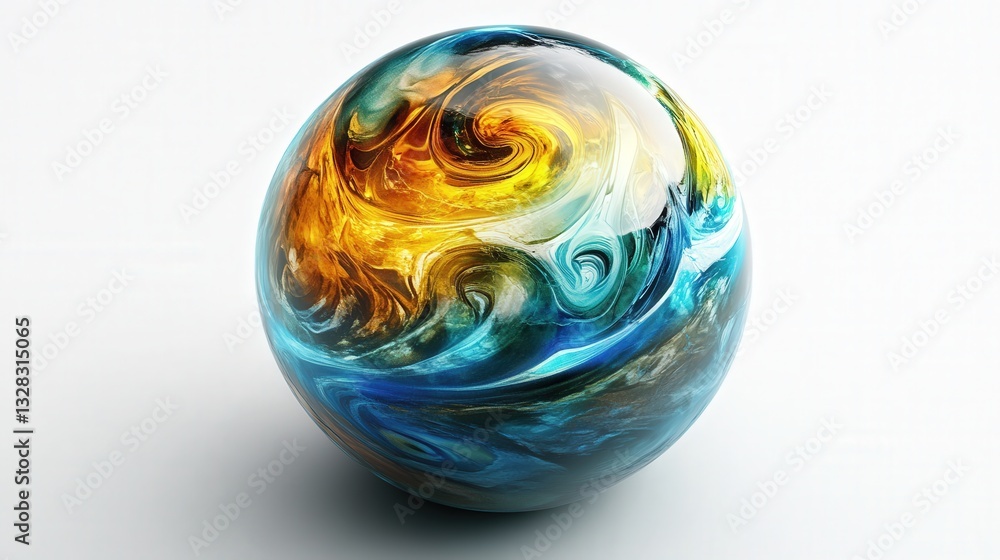 Aufkleber gemstone with swirling liquid patterns inside its structure.