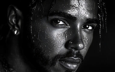 Monochrome Studio Portrait of Formula 1 Driver Lewis Hamilton  
