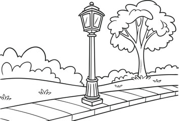 Streetlamp Coloring Fun for Kids Free Printable