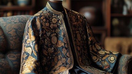 royal Persian silk robe-style shirt with embroidered pants fit for an emperor