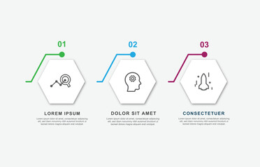 Infographic design template. Concept of 3 steps to business growth. Vector illustration