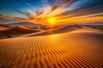 Naklejka premium Rub' al Khali Desert, UAE: Stunning Sand Ripple Patterns at Sunrise