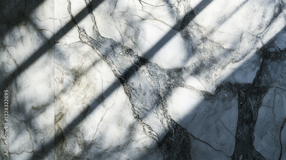 Poster metallic-marble surface with subtle reflective textures, surrounded by crisp shadows that add an ind
