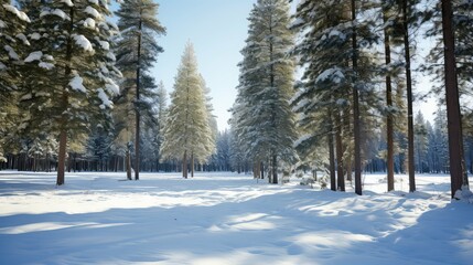 Fototapeta premium view scenic evergreen trees winter