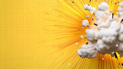 Abstract yellow burst with white cloud-like explosion effect