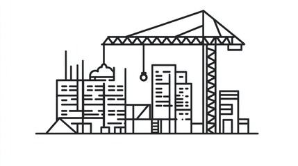 Fototapeta premium Construction site city skyline graphic