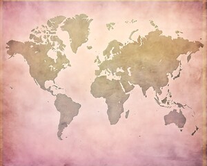 Elegant Chalk-Style World Map in Soft Pastels