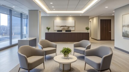 Clean, bright office space with a neutral-toned