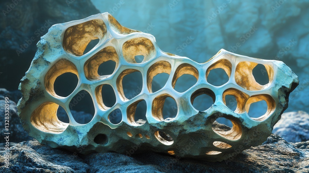 Poster unique mineral with a honeycomb-like structure