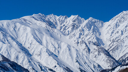 冬の北アルプス　山並み　長野県白馬村