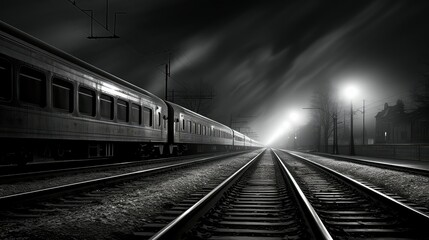 night train black and white