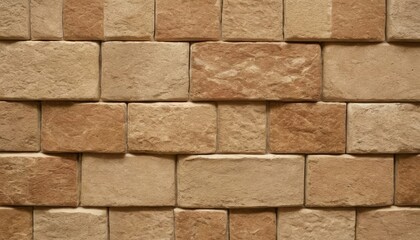 Fototapeta premium natural rustic stone wall cladding, beige brown elevation tile random design. 5