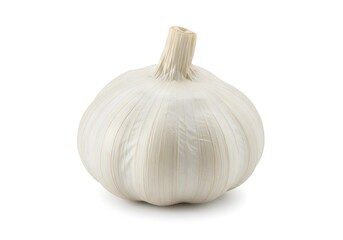 Isolated Garlic Bulb Close-up on White Background for Culinary Use
