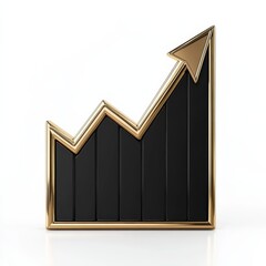 Golden Ascent: A Black and Gold Bar Graph Symbolizing Growth and Success on a Clean White Background