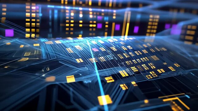 Futuristic Digital Data Flow Landscape