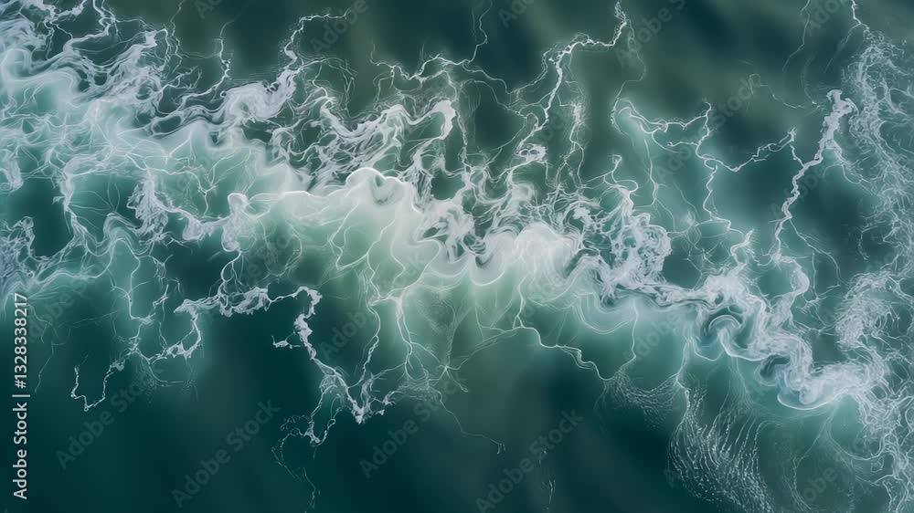 Poster aerial view of swirling ocean currents creating intricate patterns on the water's surface