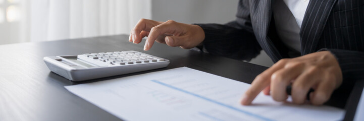 business man Auditor or internal revenue service staff checking annual financial statements company...