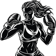 silhouette of a boxing woman