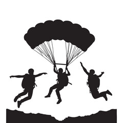 Skydiving Adventure Thrilling Silhouette Descent with Parachutes