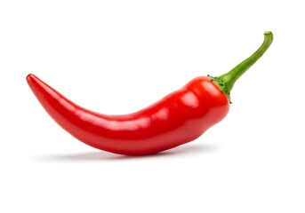 Single Red Chili Pepper Isolated on White for Food Photography