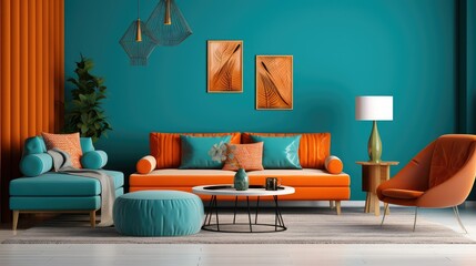 design orange and teal background
