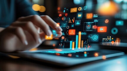 Corporate Executive Presenting Digital Marketing Strategy with Data-Driven Insights in Modern Office, Showcasing the Integration of AnalyticsTechnology in Business GrowthMarketing Initiatives