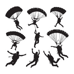 Parachuting silhouette illustration vector art skydiving adventures design