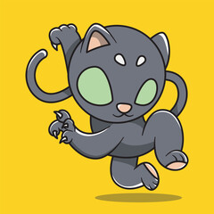 robot cat vector jumping. symbol of technology, modern and speed
