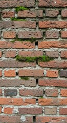 Obraz premium Aged Brick Wall with Mossy Growth