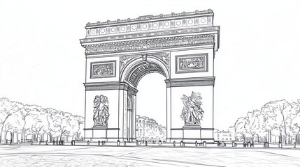 Fototapeta premium Line drawing of Arc de Triomphe in Paris