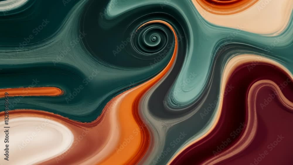 Aufkleber A colorful abstract painting with a green and orange line that runs through the middle. The green line is on the left side of the orange line, and the two colors blend together to create a dynamic