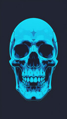 Obraz premium Glowing Blue Skull – Futuristic Cyberpunk Skull Art
