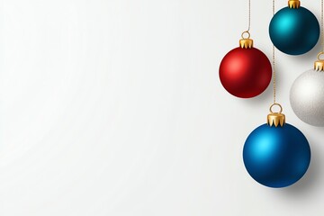 Hanging Christmas Ornaments Decoration with Red Blue and Silver on White