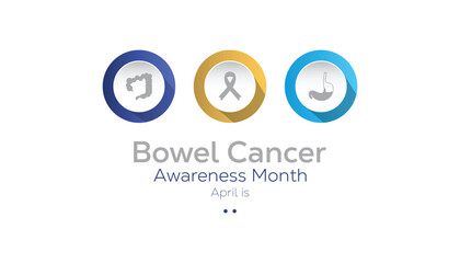 April is Bowel Cancer Awareness Month. Vector template Design for banner, greeting card, poster, prints, social media post ,flyer , T shirt with background.