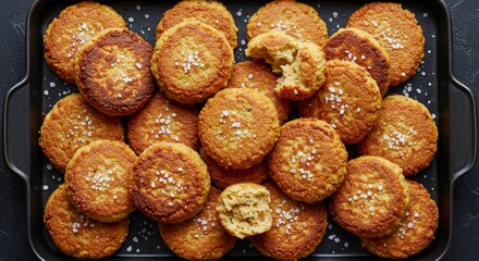 Delicious Golden Brown Fried Fish Cakes with Sea Salt Crispy Texture Close Up View