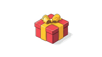 Red Gift Box with Yellow Ribbon: A Delightful Isometric Illustration AI Generated