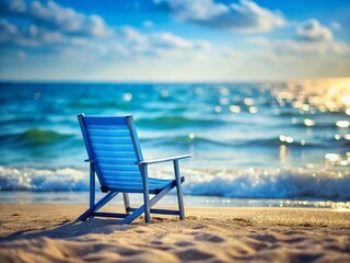 Serene Beach Chair Relaxation: Calm Ocean Waves & Sandy Shore